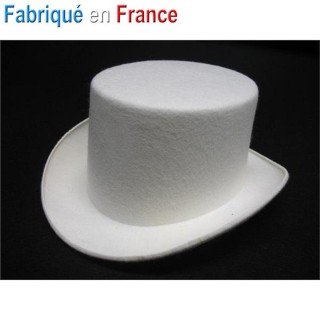 Chapeau de Conscrit Gibus Haut de Forme blanc adulte sans ruban