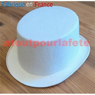 Chapeau de Conscrit Gibus Haut de Forme blanc adulte sans ruban