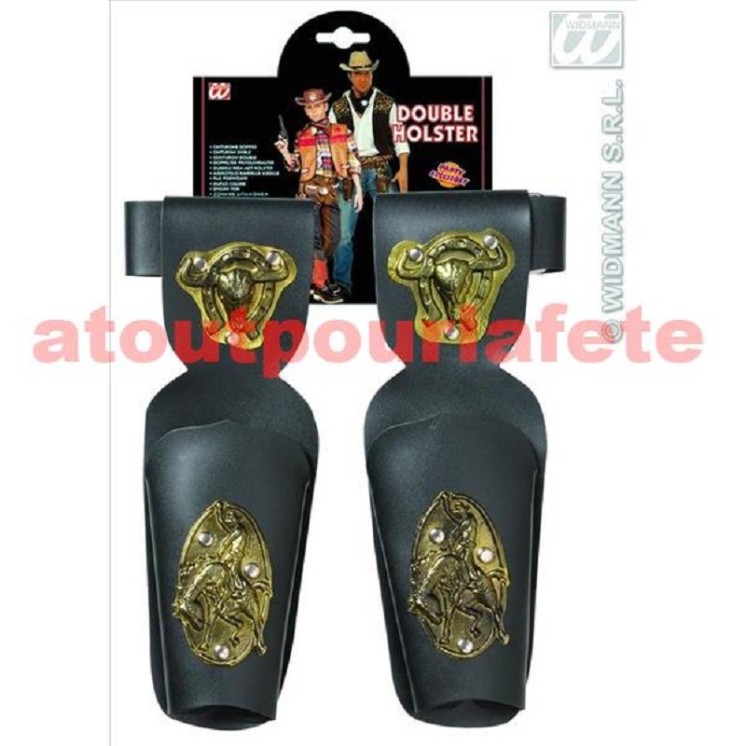 1 Holster double avec ceinture pour deguisement de cow boy