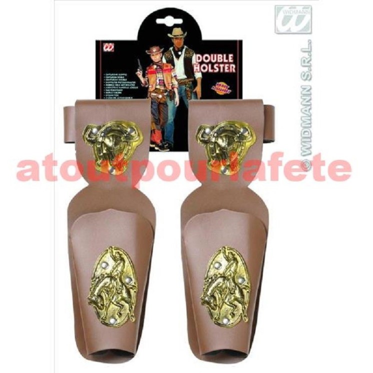 1 Holster double avec ceinture pour deguisement de cow boy