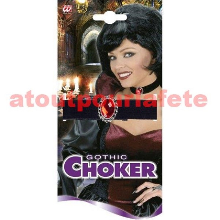 Ras du cou en velours avec fleur, Cabaret, Saloon, Vampiresse, Cowgirl