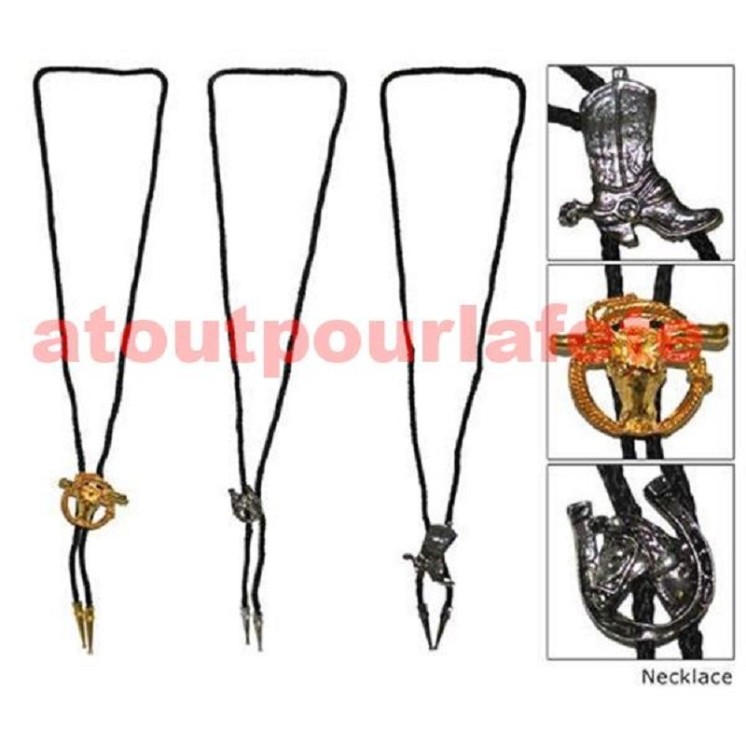 1 Cravate Texane, Bolo, Farwest, Western, (modele aléatoire)
