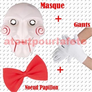 Set de Déguisement Saw  (Masque+Noeud+Gants)