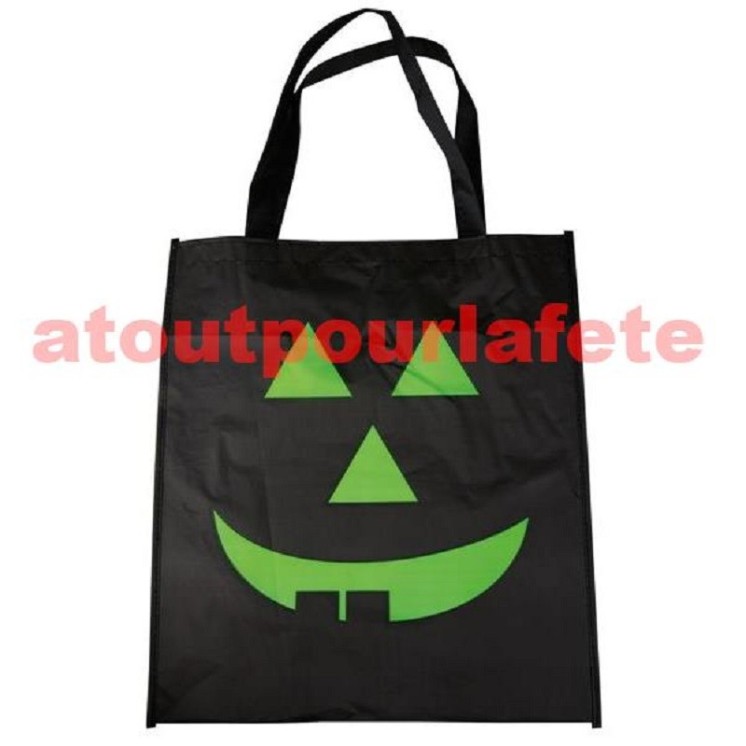 Sac tissu visage citrouille - 35 x 55 cm (coloris aléatoire)