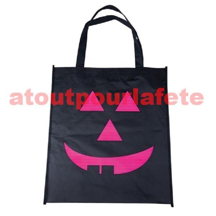 Sac tissu visage citrouille - 35 x 55 cm (pièce)