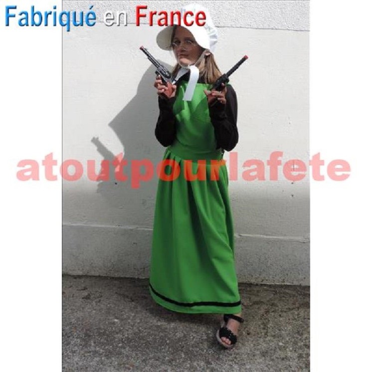 Déguisement Tablier-Robe de Ma Dalton enfant avec sa coiffe