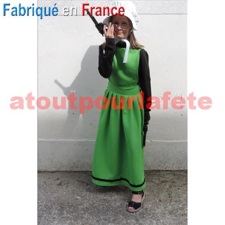 Déguisement Tablier-Robe de Ma Dalton enfant avec sa coiffe