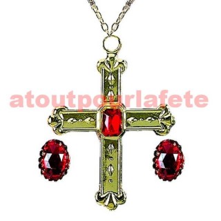 Parure de bijoux de Cardinal (Collier avec croix + 2 Bagues)