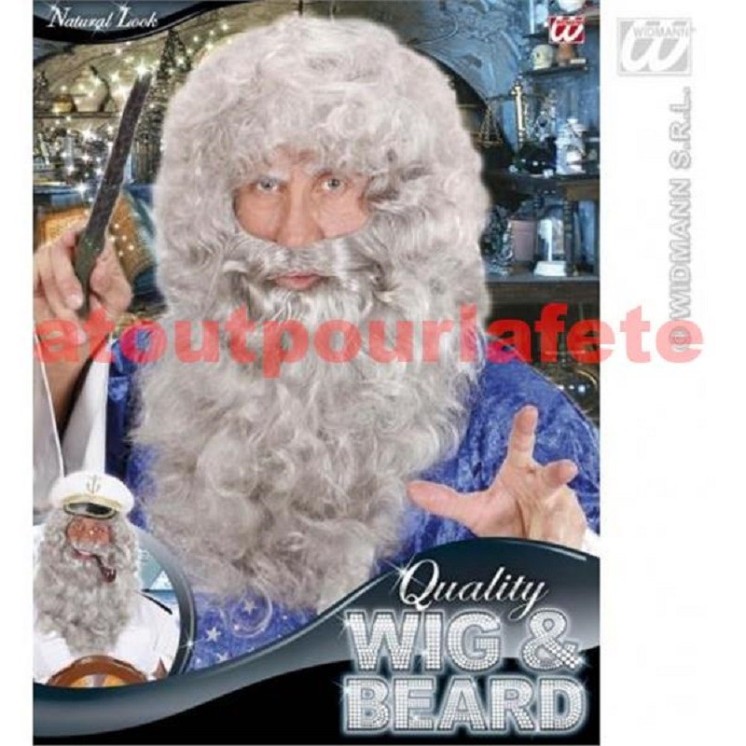 Set barbe+perruque  pour déguisement de Moïse, Magicien, Prophète, Marin, loup de mer