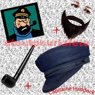 Set de Déguisement Capitaine Haddock (Casquette+Pipe+Barbe) (Dupont et Dupond)
