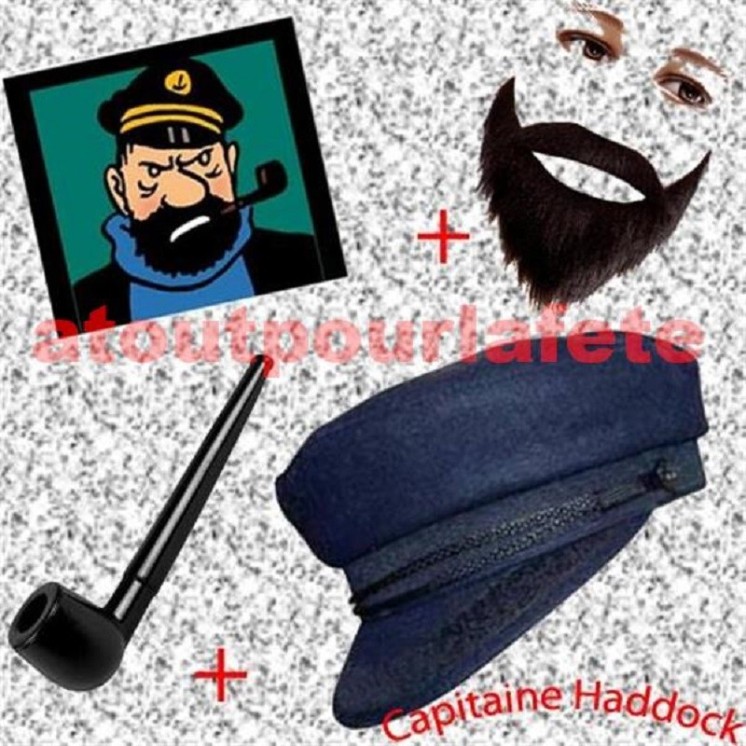 Set de Déguisement Capitaine Haddock (Casquette+Pipe+Barbe) (Dupont et Dupond)