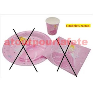 Lot de 6 Gobelets Thème Princesse Rose - 20cl