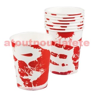 6 gobelets pour décoration d' halloween "Bloody" 25cl