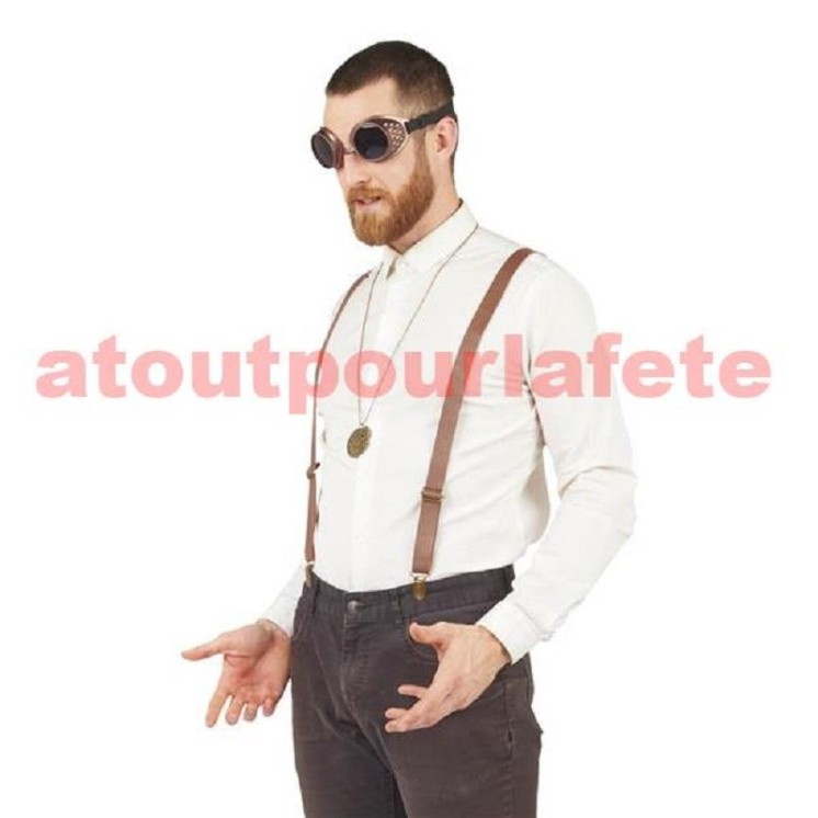 Set Steampunk Bretelles Collier et lunettes