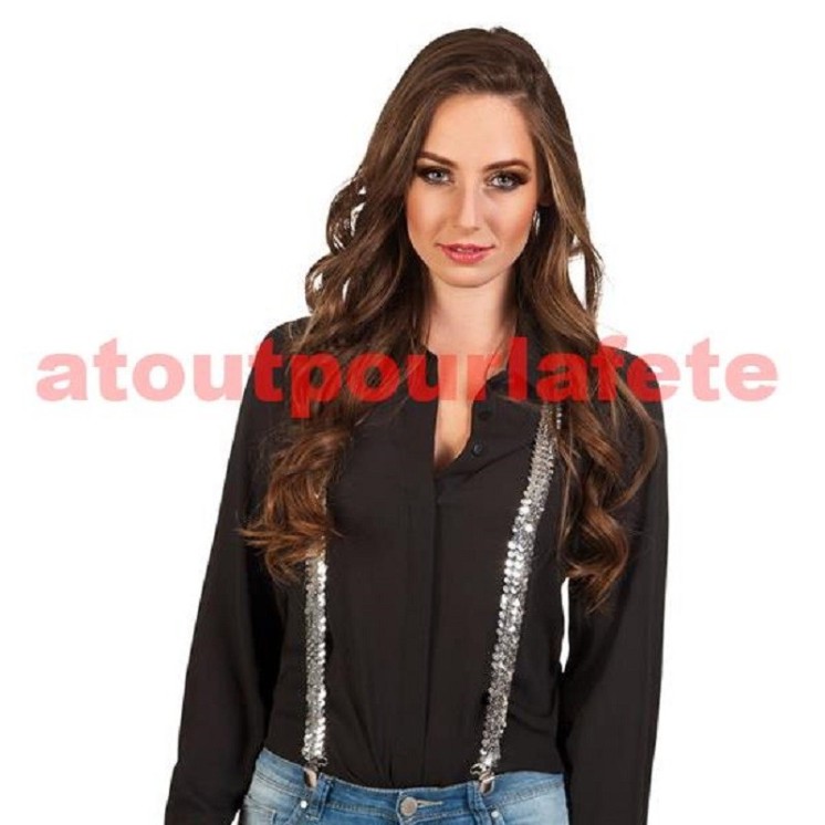 Bretelles à sequins argent (lapaire) adulte Femme ou Homme
