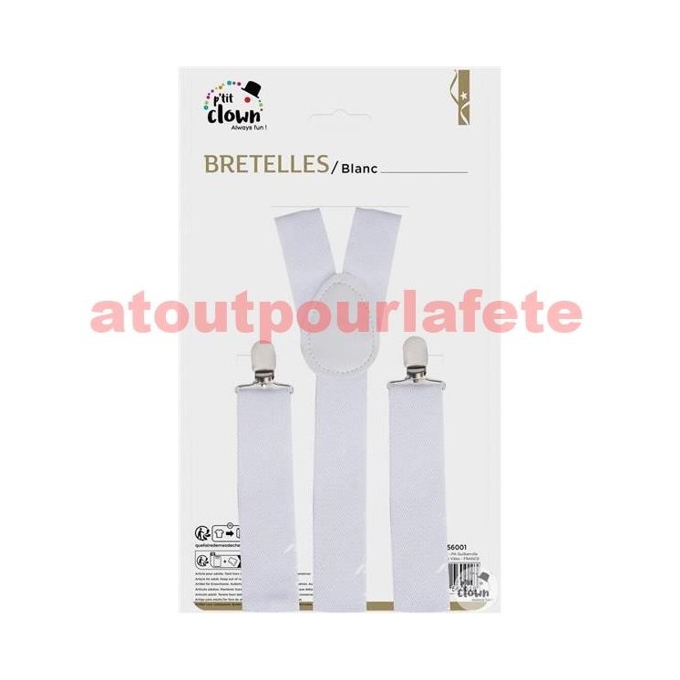 Bretelles blanche adulte pour femme ou homme (la paire)