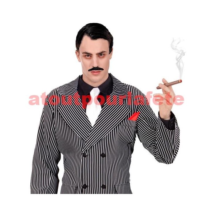 Cravate Blanche satinée pour deguisement de mafieux, gangster, (à elastique)