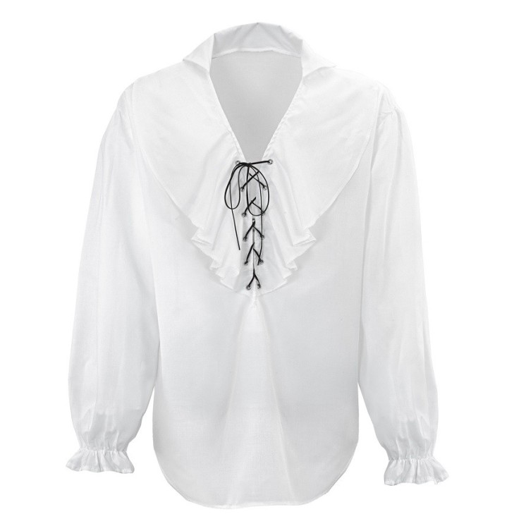 Chemise blanche à jabot (Mixte) pour deguisement de Pirate, Renaissance, Ecossais