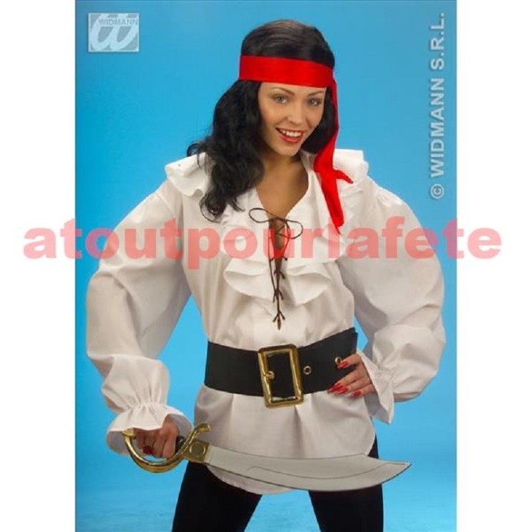 Chemise blanche à jabot (Mixte) pour deguisement de Pirate, Renaissance, Ecossais