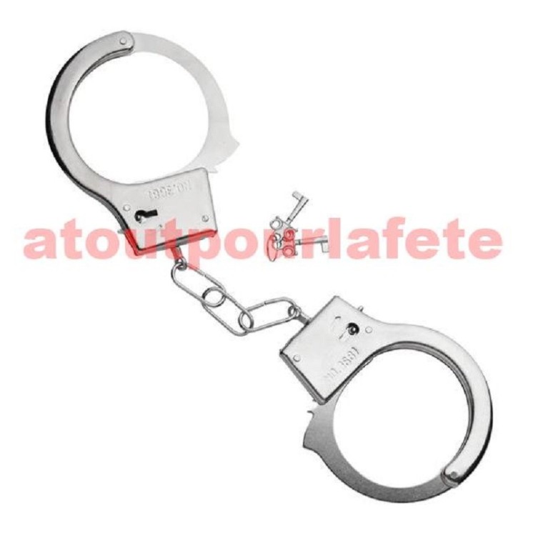 Menottes métallique adulte pour deguisement de policier (la paire)