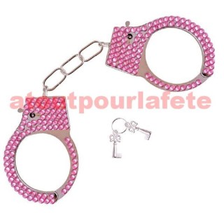 Menottes strass rose pour soirée sexy , coquine,
