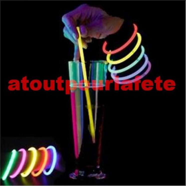 Bracelets lumineux 20 cm - tube de 100 - couleurs assortis