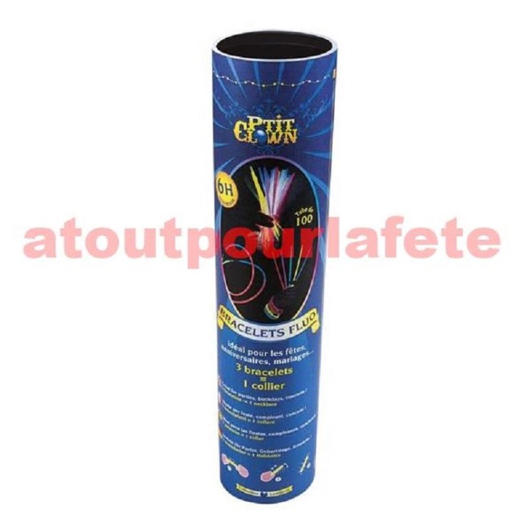 Bracelets lumineux 20 cm - tube de 100 - couleurs assortis