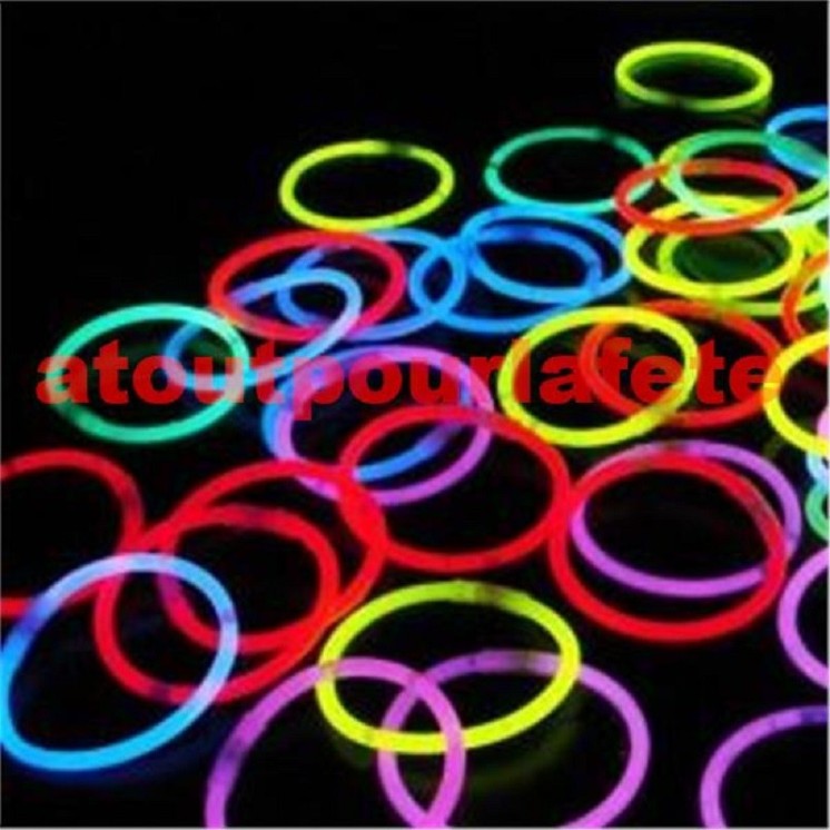 Bracelets lumineux 20 cm - tube de 100 - couleurs assortis
