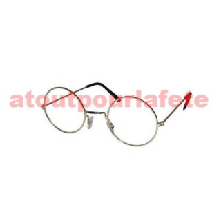 Lunettes métal ronde Or pour deguisement de père noel, grand-mère, grand père (avec verres)