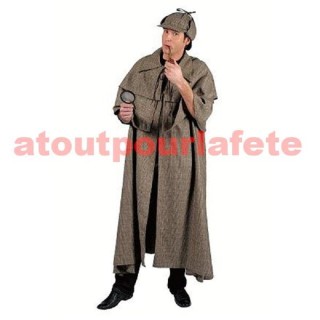 Déguisement de Sherlock Holmes, comprenant manteau + chapeau
