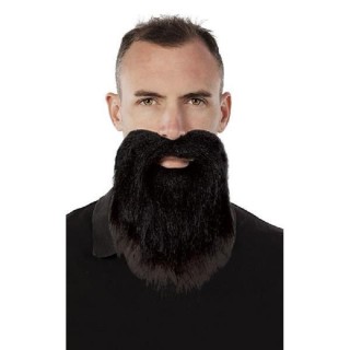 barbe raide noire + moustache pour deguisement moine, rabbin,