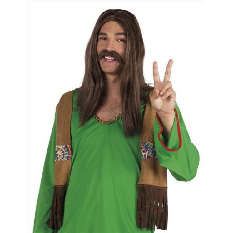 Moustache pour déguisement de Hippie, Baba Cool, 60' Sixties