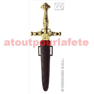 1 Dague poignard avec pierre precieuse et fourreau 24cms