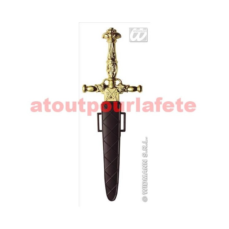 1 Dague poignard avec pierre precieuse et fourreau 24cms
