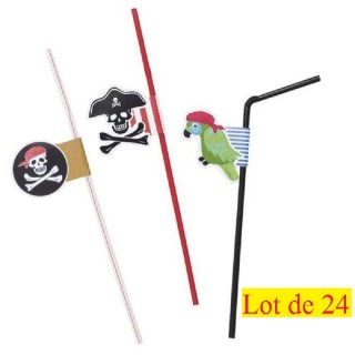 Set de 24 pailles chalumeaux  "Pirate"