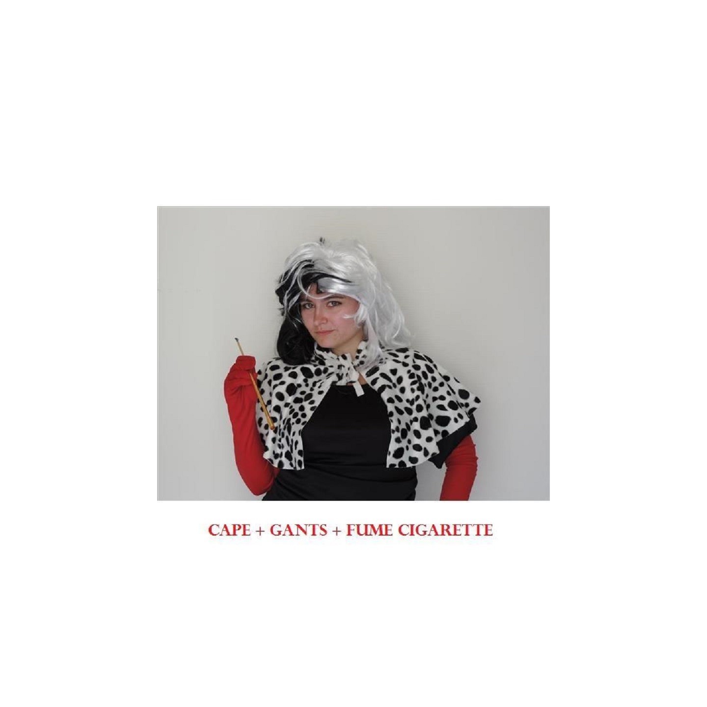 Set de déguisement Cruella d' Enfer (Cape d'Epaule+Gants+fume cigarette) Set de déguisement Cruella d' Enfer (Cape d'Epaule+Gants+fume cigarette)