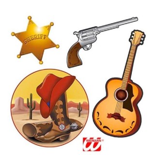 Set de 4 décorations  Cut out, Western, Farwest, 40 cm