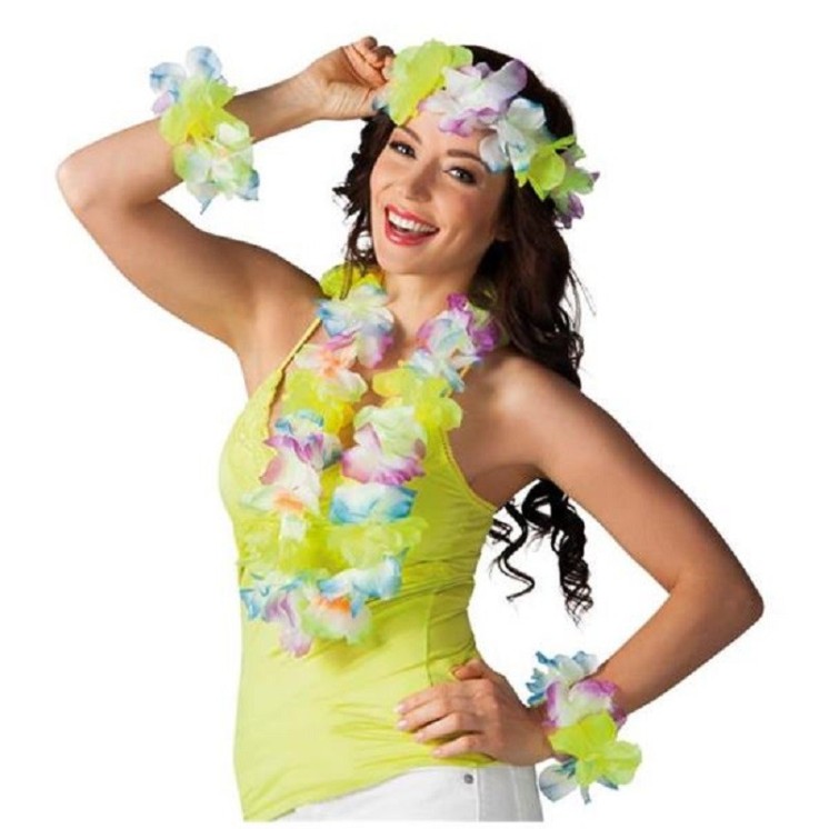 Set Hawaien 4 pièces (Collier + Tour de Tête + 2 bracelets)