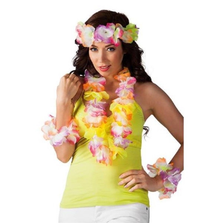 Set Hawaien 4 pièces (Collier + Tour de Tête + 2 bracelets)
