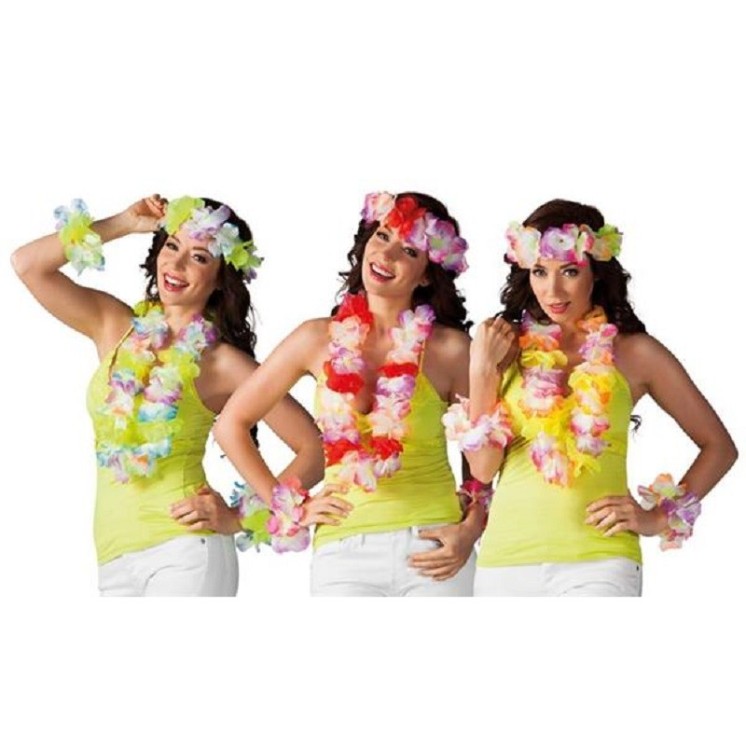 Set Hawaien 4 pièces (Collier + Tour de Tête + 2 bracelets)