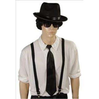 Cravate noire pour deguisement de Blues Brothers, Gangster, Mafieux, Chauffeur