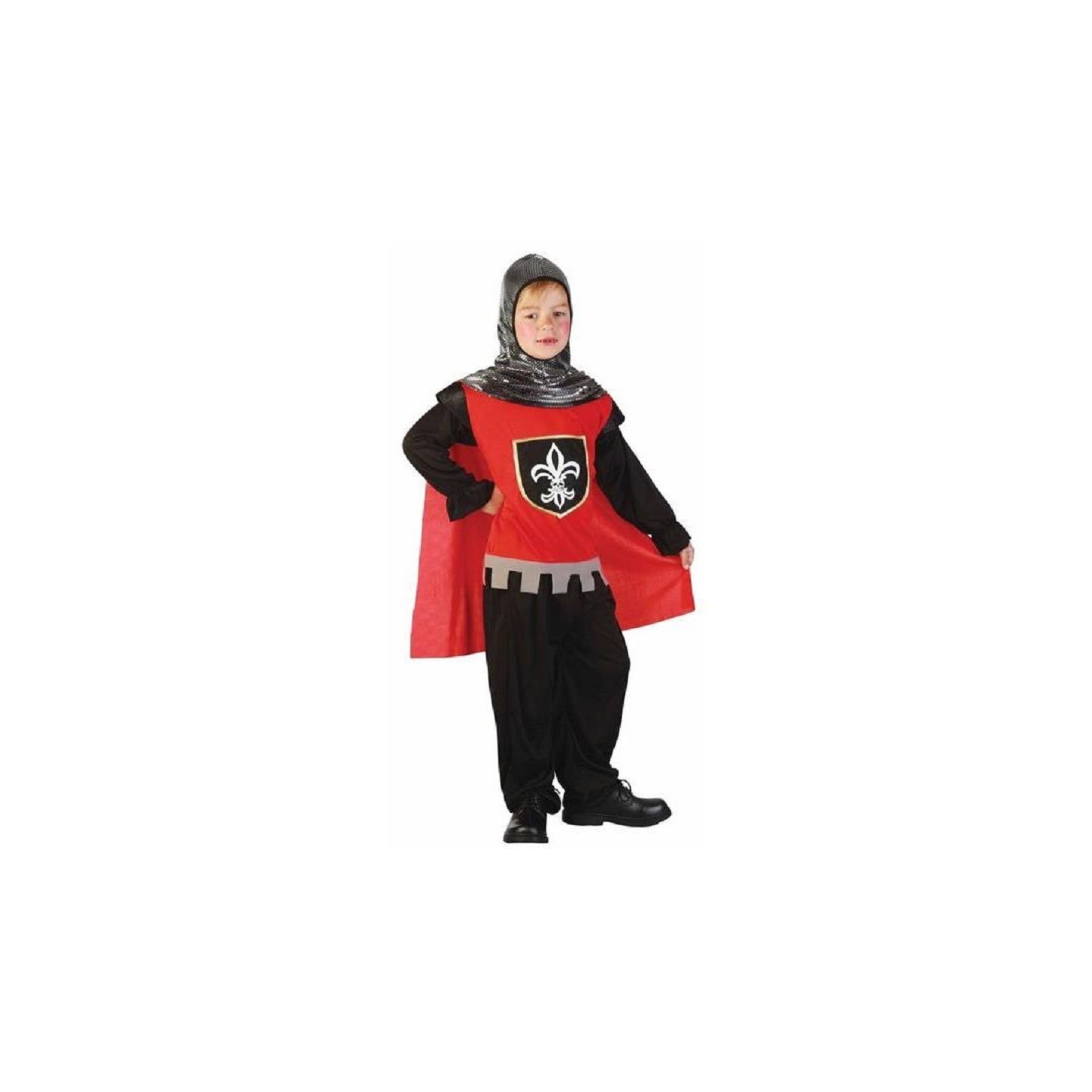 Déguisement enfant de Chevalier medieval noir & rouge Déguisement enfant de Chevalier medieval noir & rouge