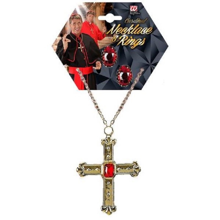Parure de bijoux de Cardinal (Collier avec croix + 2 Bagues)