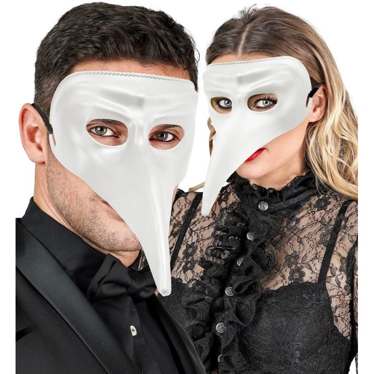Masque Vénitien a bec, Medecin de la peste (noir, blanc, rouge)