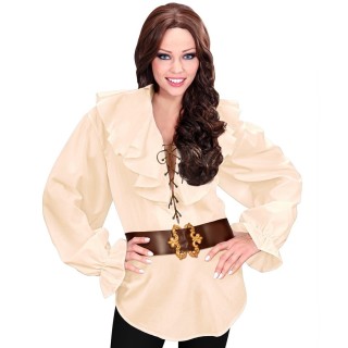 Chemise beige à jabot (mixte F/H) pour deguisement de Pirate, Renaissance, Ecossais