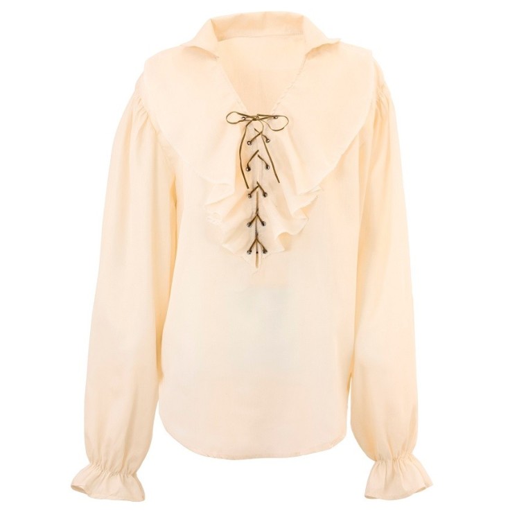 Chemise beige à jabot (mixte F/H) pour deguisement de Pirate, Renaissance, Ecossais