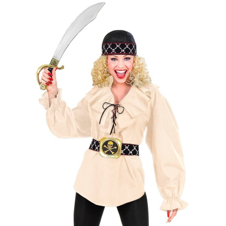 Chemise beige à jabot (mixte F/H) pour deguisement de Pirate, Renaissance, Ecossais