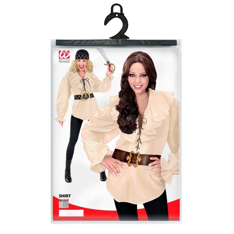 Chemise beige à jabot (mixte F/H) pour deguisement de Pirate, Renaissance, Ecossais