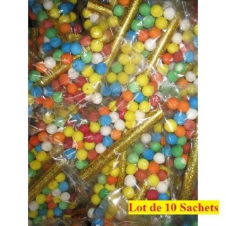 10 sachets de 36 boules + 1 sarbacane (cotillons)