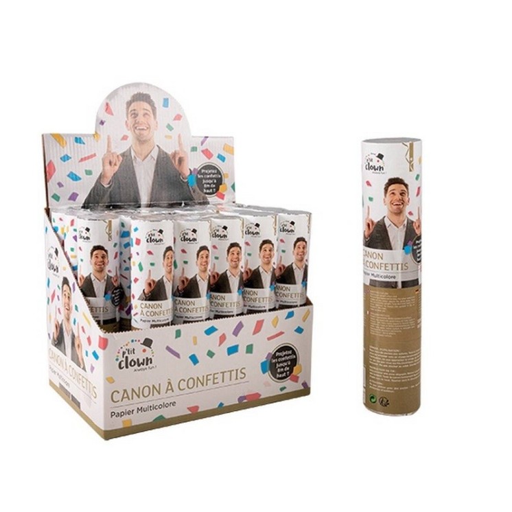 1 Canon à confettis - 20 cm - papier - multicolore